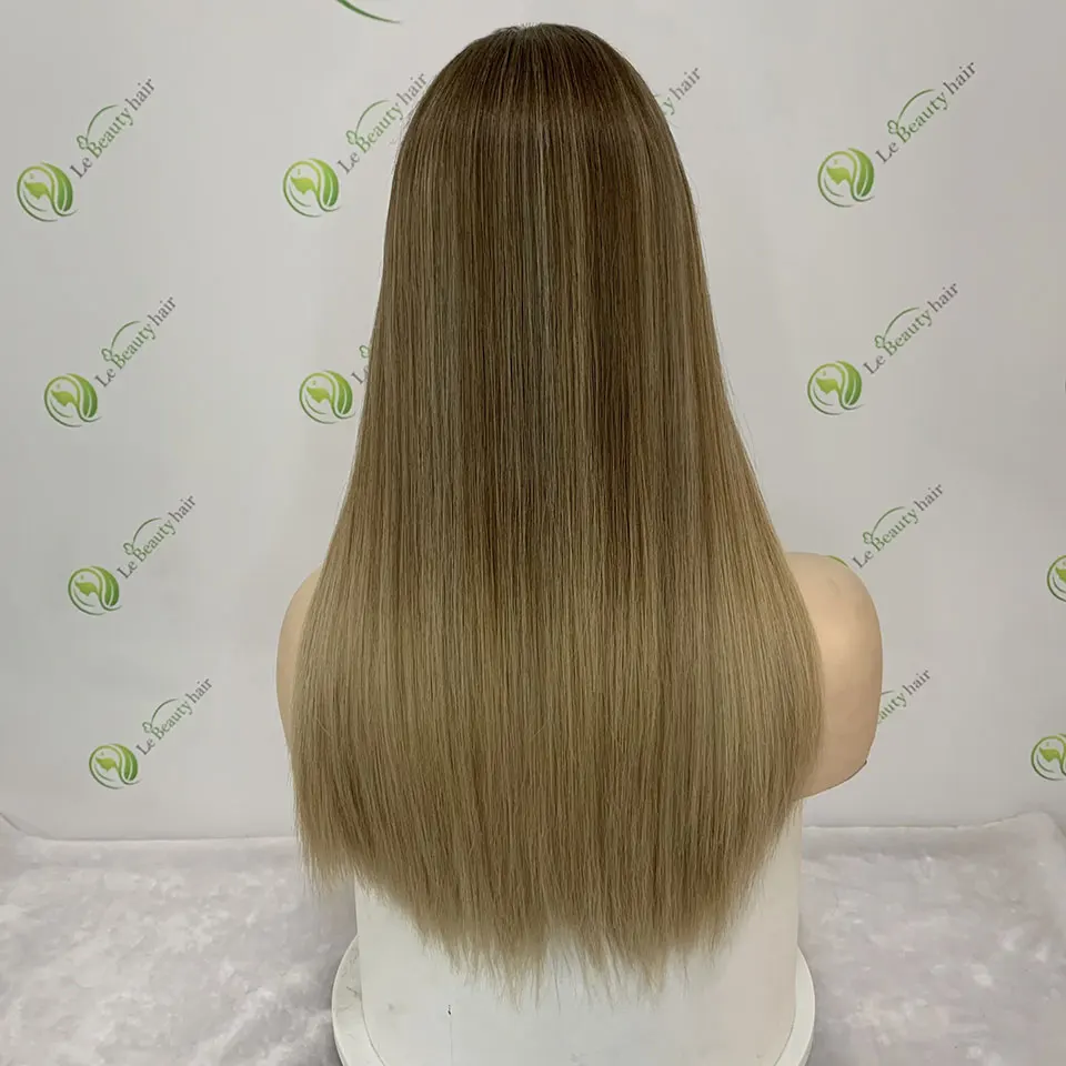 Le Beauty Hair One Piece Swiss Lace Top With Ear To Ear Lace Jewish Wigs Kosher Wig Gradient Color With Baby Hair