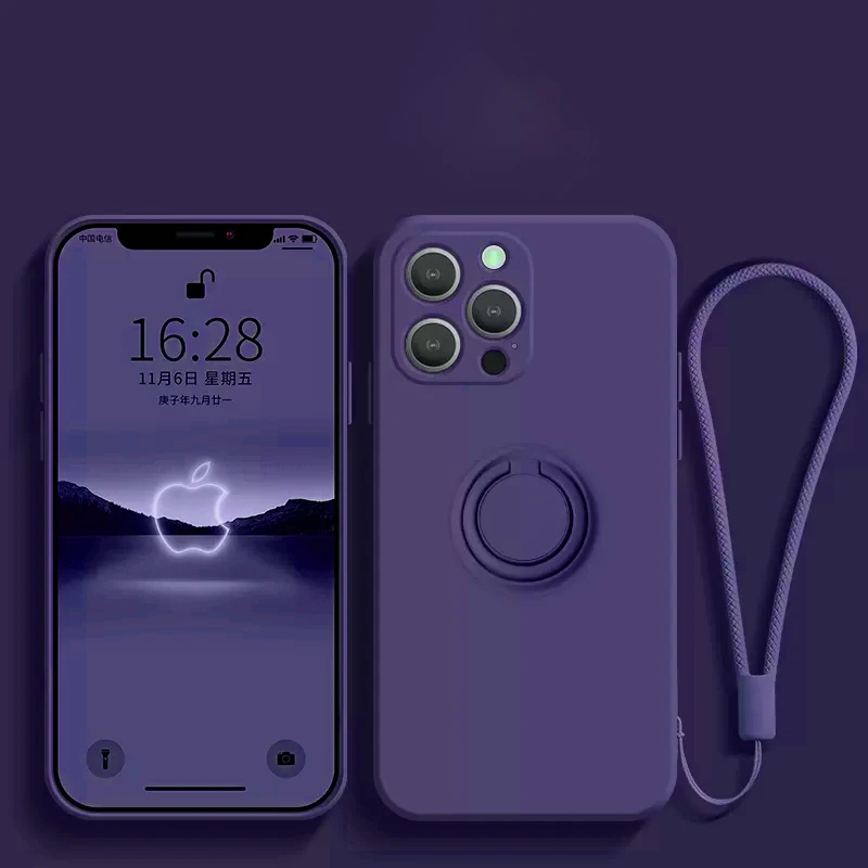 Magnetic Liquid Silicone Case with 360° Finger Ring Holder