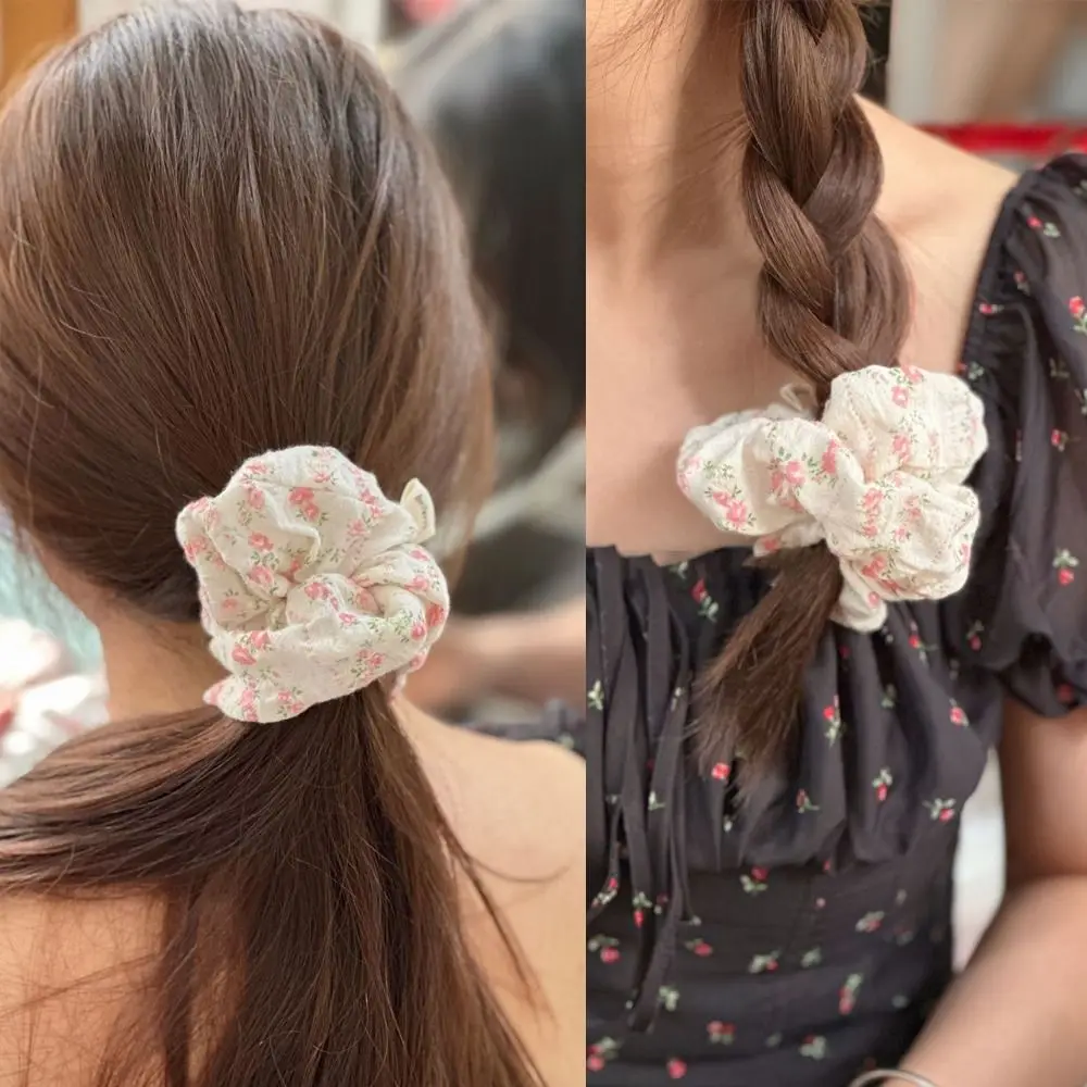 Cotton Elastic Hair Bands Sweet Small Floral Print Accessories Cute Headwear Scrunchies Lace Hair Scrunchies Girls