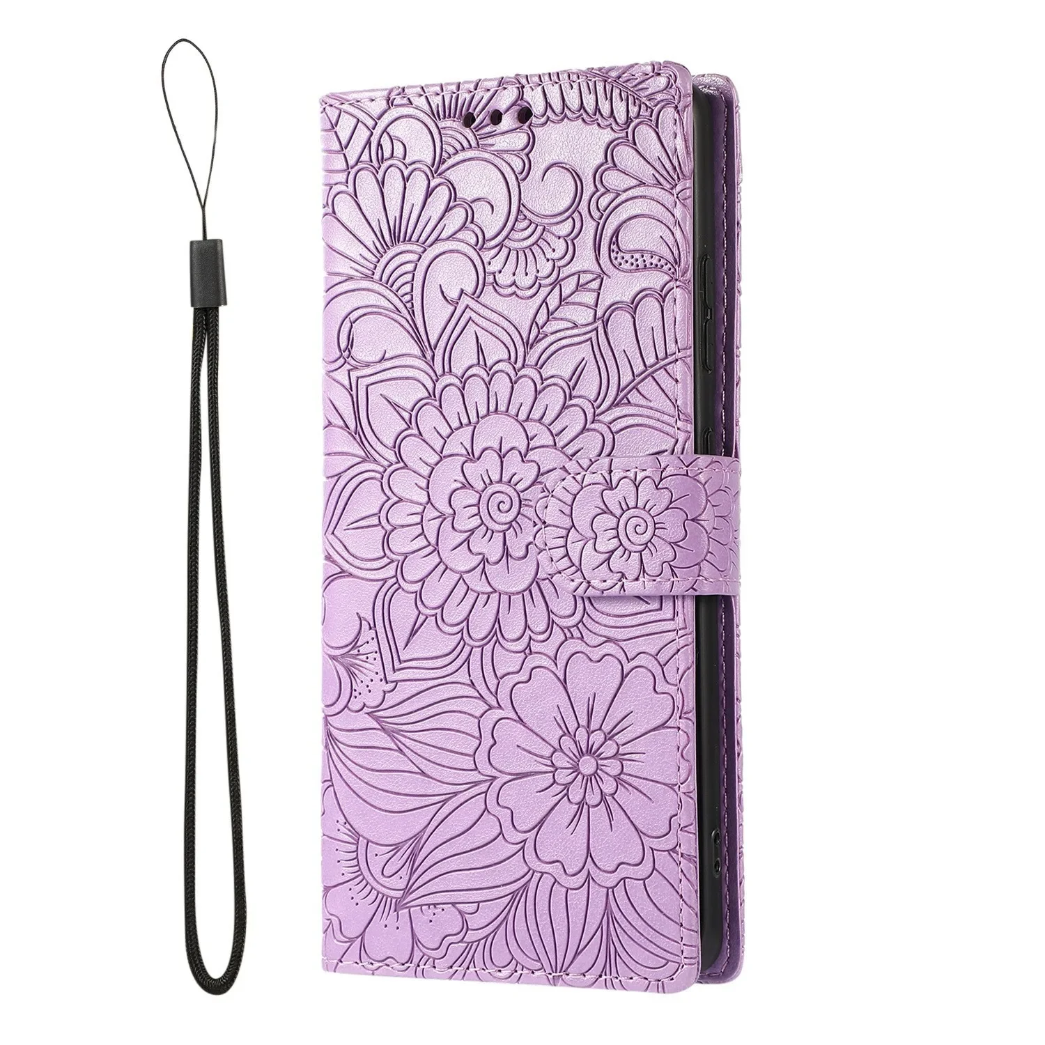 Premium Embossed Leather Wallet Phone Case with Card Holder