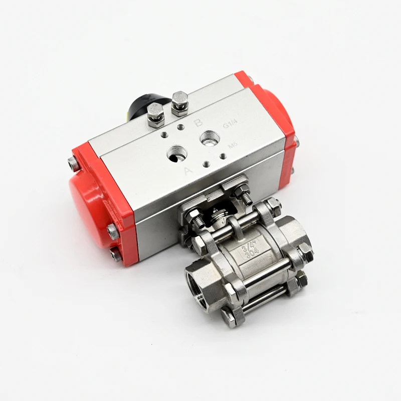 JTAIV Double Acting Stainless Steel Air Water oil Control 3PC Pneumatic threaded Ball Valve water valve with air valve