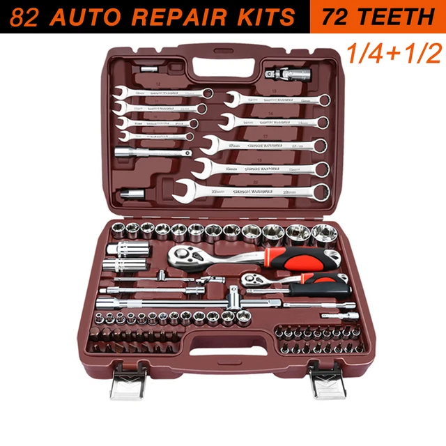 Socket Set Universal Car Repair Tool Ratchet Set Torque Wrench Combination Bit A Set Of Keys Multifunction DIY toos 82pcs