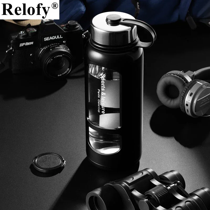 700/1000ml Large Capacity Portable Glass Water Bottles Outdoor Sports Water Bottle Leak-proof Bike Climbing Drinkware sports water bottle,sports bottle,water bottle,glass bottle