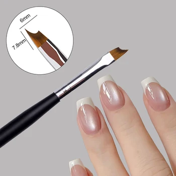 15cm French Shape Nail Art Brush Half Moon Oblique Head Design French Tip Nail Brush Black Handle Easy Painting French Nail Tool