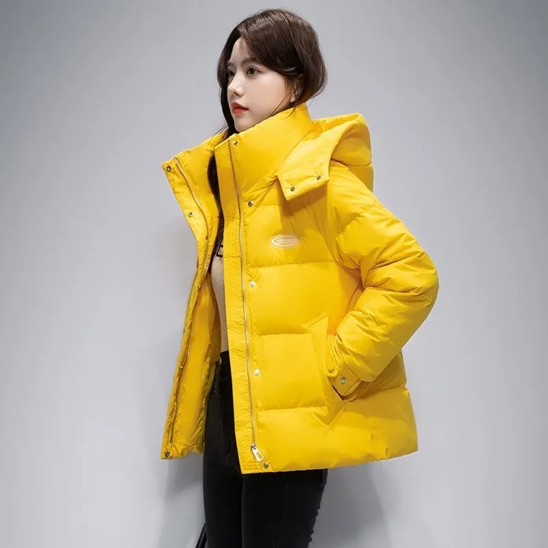 2023 New Women Down Jacket Winter Coat Female Short Fashion Parkas Thick Warm Outwear Hooded Simplicity Versatile Overcoat