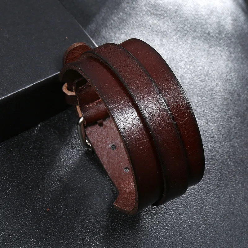 Leather Bracelet Men Jewelry Adjustable Wristband