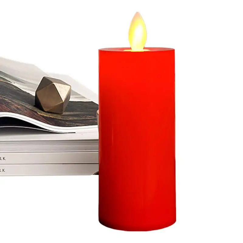 

Red Moving Flame Candles Red Flickering Flameless Pillar Candles Fake Candles LED Candles Table Decoration For Home Party