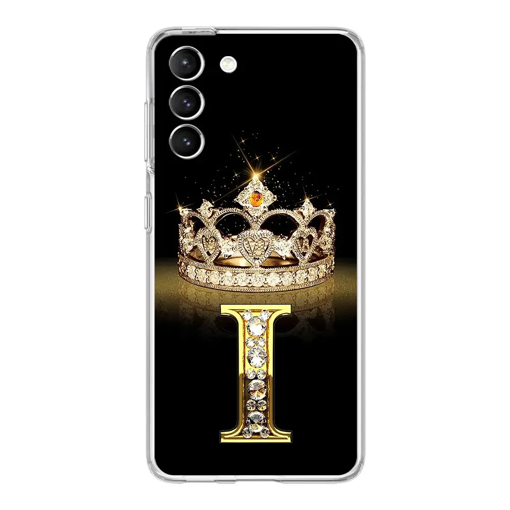 Diamond Crown Letter Phone Case - Soft Clear Cover with 26 Letter Options