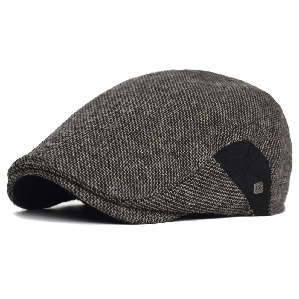 Zeitungsjunge Mütze Herren Winter Dicke Warme Vintage Casual Streifen Baskenmütze Gatsby Flacher Hut Schirmmütze Einstellbar – Detail 1
