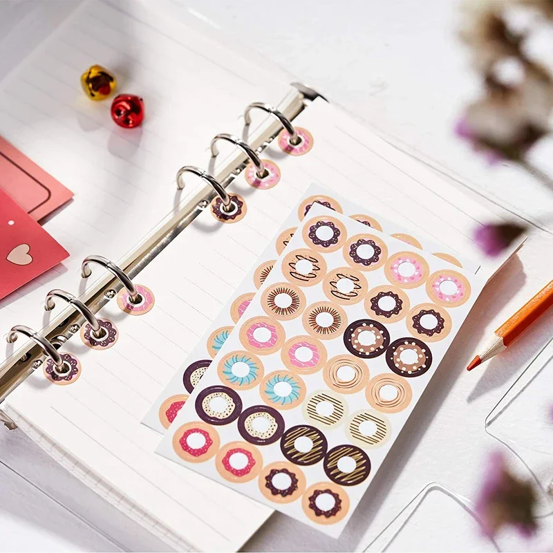 

Loose Leaf Hole Punch Stickers Kawaii Notebook Planner Protector Labels Self Adhesive Binding Paper Hole Reinforcement