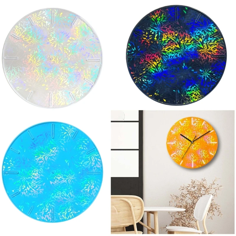 

Голографические круглые часы «сделай сам», силиконовая форма для офиса, дома, комнаты, зеркальная форма из эпоксидной смолы