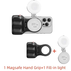 TELESIN Magnetic Phone Camera Hand Grip with Remote Control (Black add Fill light)