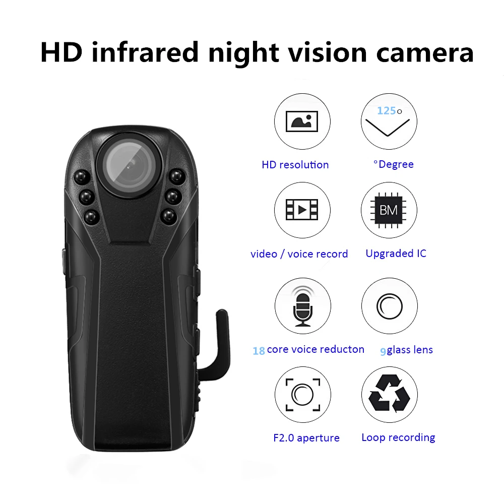 

1080P Body Camera wearable Infrared night vision Mini Camera Video recorder Surveillance camera police wide angle Action camera