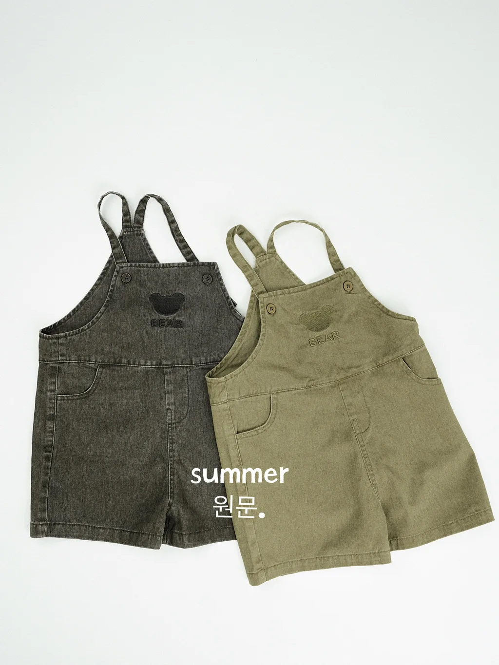 2025 Summer New Cute Bear Embroidery Girls Jeans Overalls Loose Children Sling Pants Kids Boys Denim Strap Shorts Baby Clothes