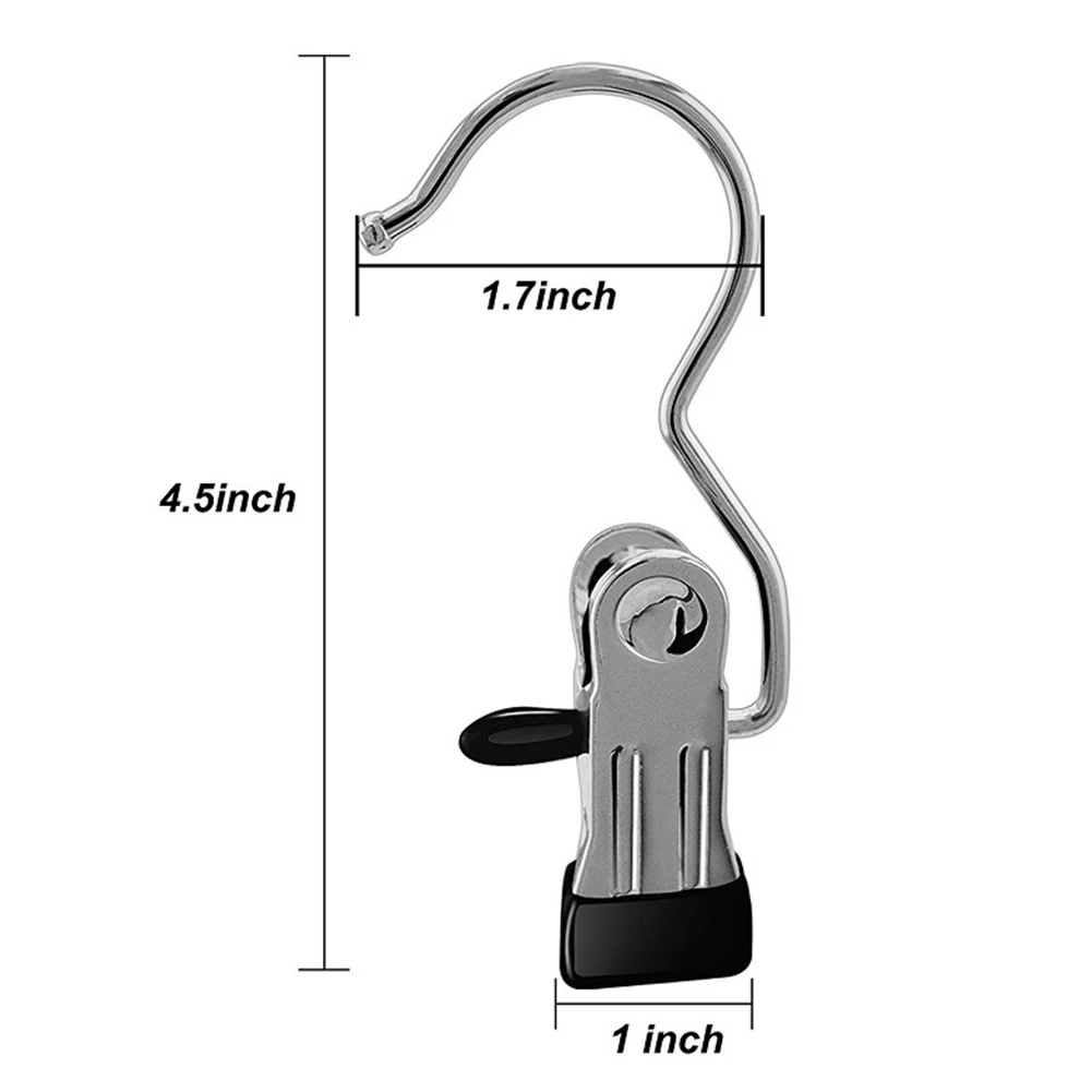 12 PCS Stainless Steel Laundry Hook Portable Hanging Hold Clips Clothes Pins Towel Chips Photo Holder Boot Hanger Pegs for Home