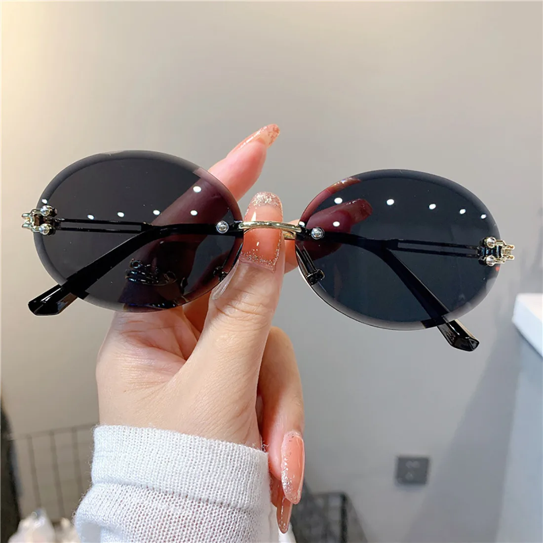 Vintage cat eye zonnebril dames retro gradient metalen frame_voghion.com