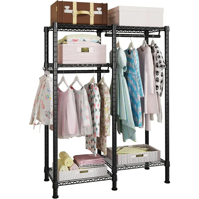 цена F1 Garment Rack for Kids, Baby, Students, and Children's Room, 4 Tiers Freestanding and Portable Heavy Duty Closets,