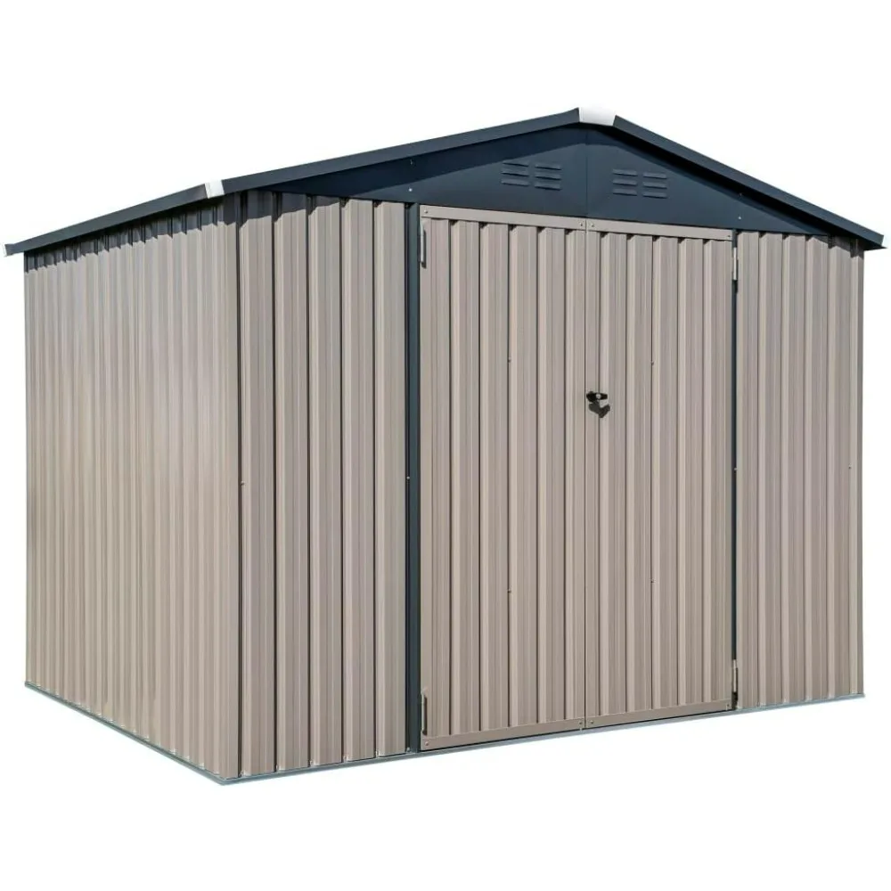 

Metal Outdoor Galvanized Steel Storage Shed with Swinging Double Lockable Doors，Sheds and storage rooms