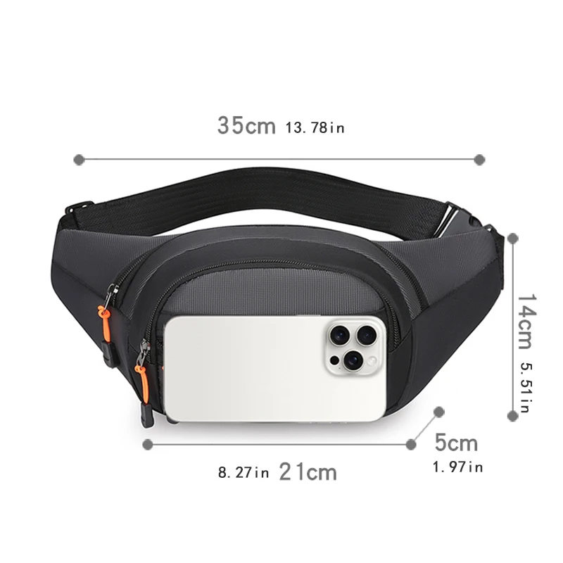 Adjustable waist bag | sports black Unisex design, suitable for running and outdoor activities - safe storage of mobile phones,