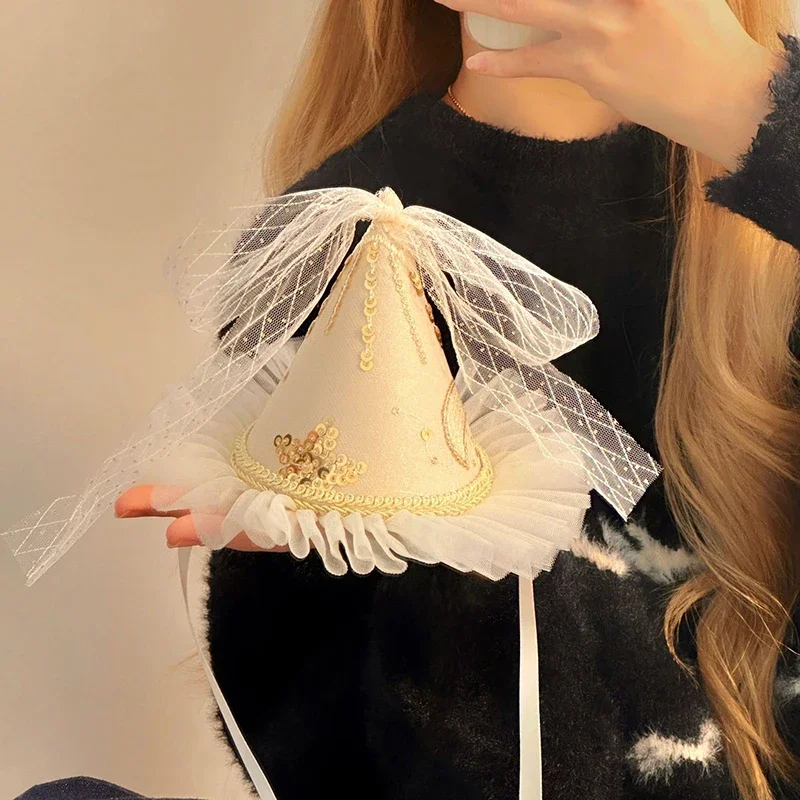 1PC Blume Schmetterling Knoten Mesh Band Stirnband Spitze Mädchen Baby Prinzessin Hut Geburtstag Geschenk Party Kopfschmuck Haar Zubehör erwachsene – Detail 9