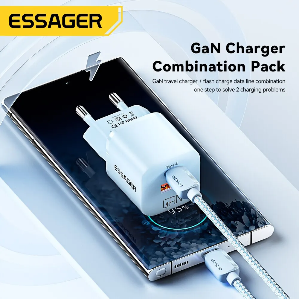 Essager 20W GaN USB Type C Charger PD Fast Charge Phone QC 3.0 Quick Chargers For iPhone 14 13 12 11 Pro Max Mini iPad Charging - 3