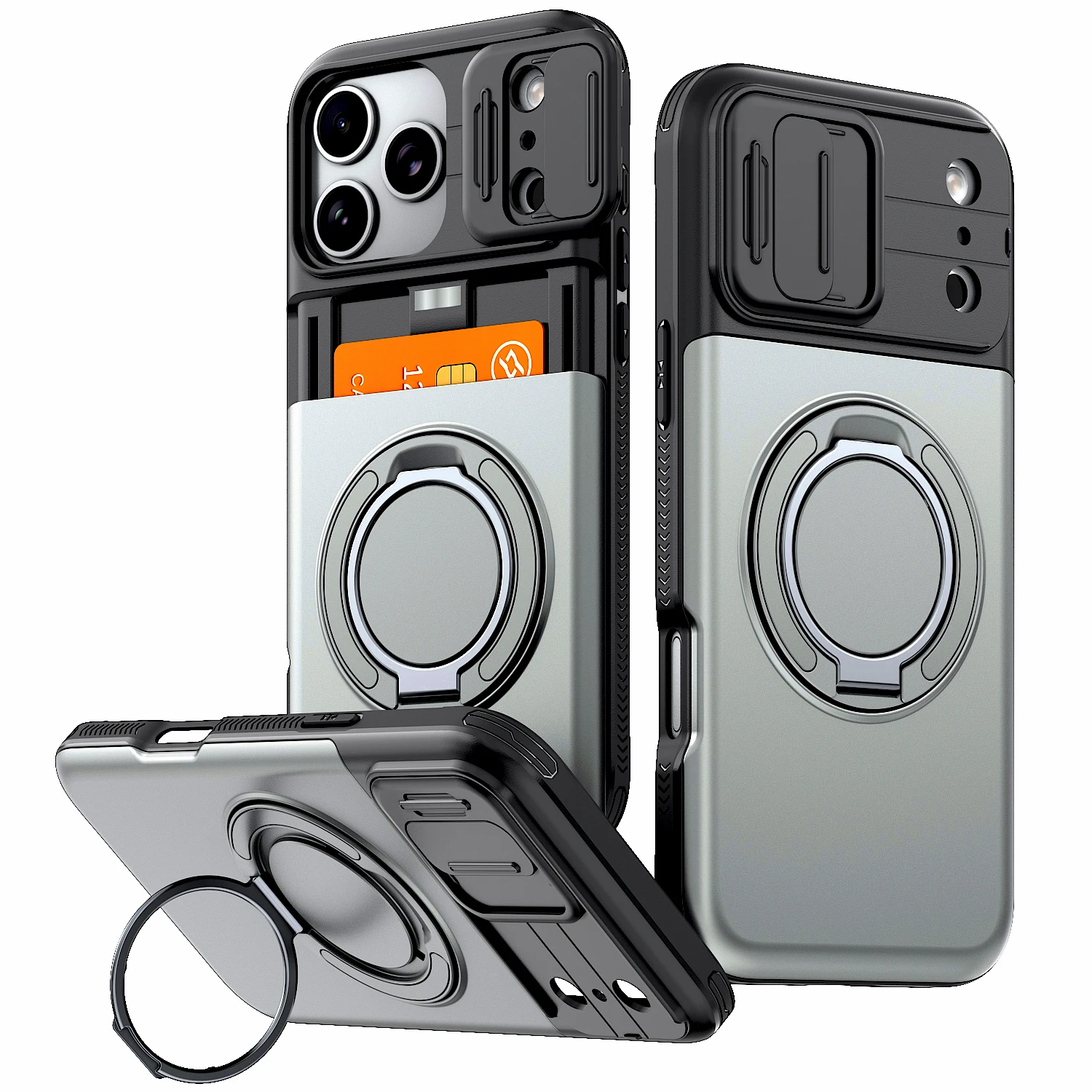 Premium Shockproof Wallet Case with Card Holder and Stand Feature