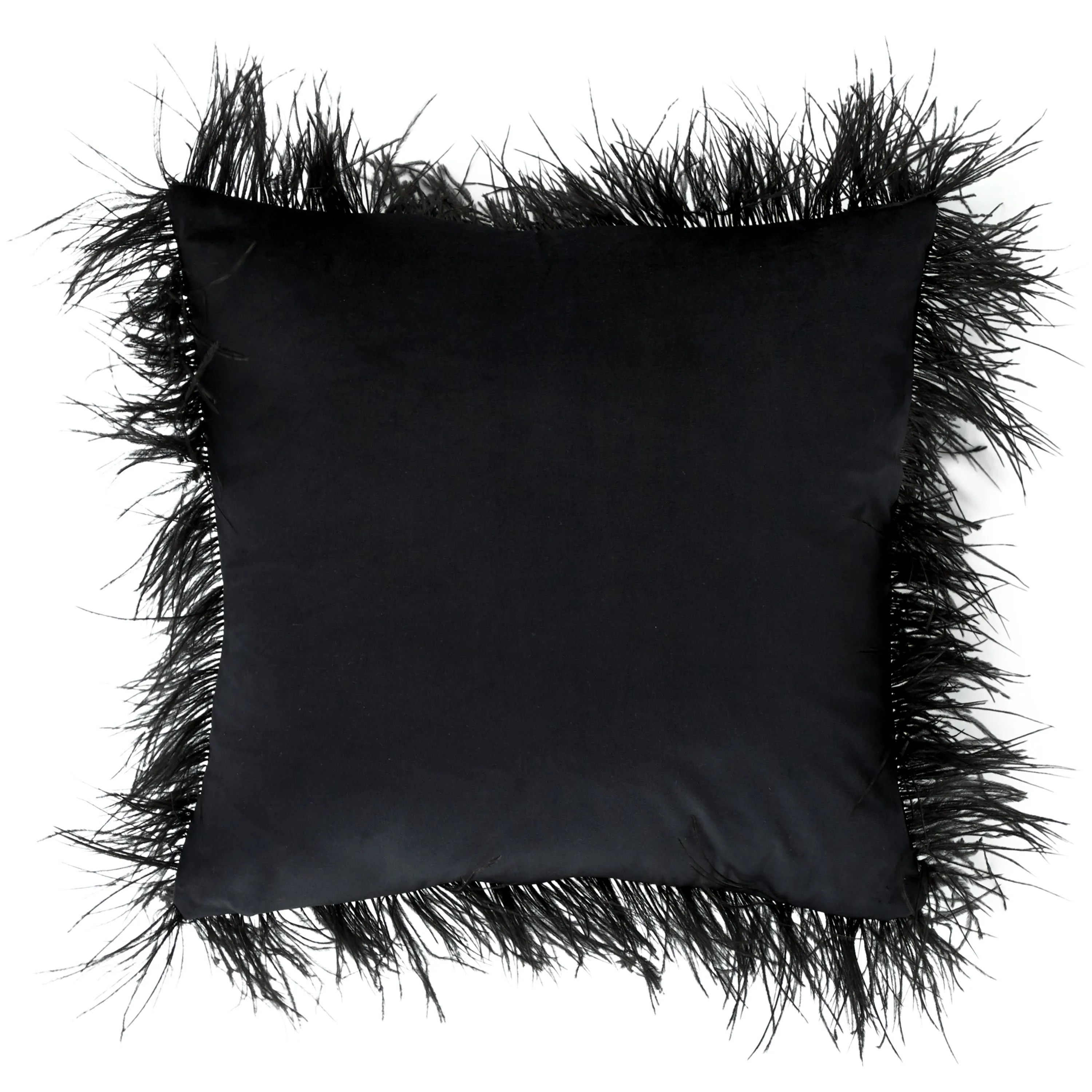 

Square Black Cotton Feathered Pillow, 24" X 24"