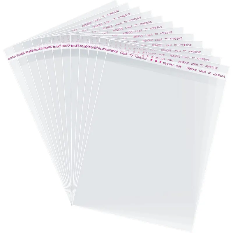 Self-Adhesive Transparent Plastic Gift and Storage Bags, Various Sizes, Multi-Purpose Use