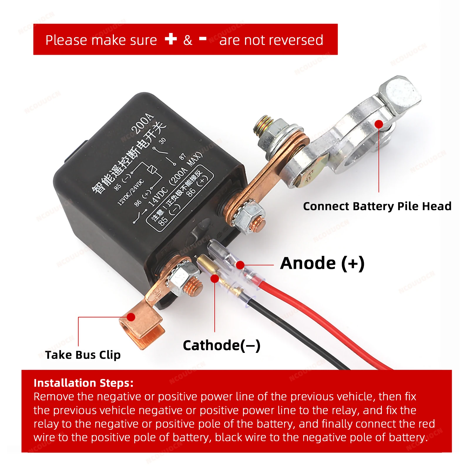 Car Auto Wireless Remotes Control Switch Relay Car Battery Disconnect Cut Off Isolator Switch 12V/24V 120A/200A car battery switch