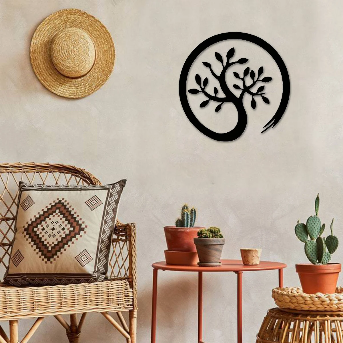 

Tree of Life Black Metal Iron Home Outdoor Metal Decoration Garden Patio Wall Hanging Iron Art Decoration Wall Mounted Sticker