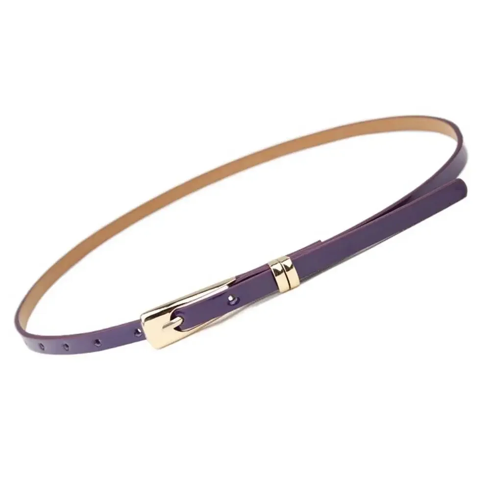 Fashionable PU Leather Narrow Belt with Multicolor Decoration