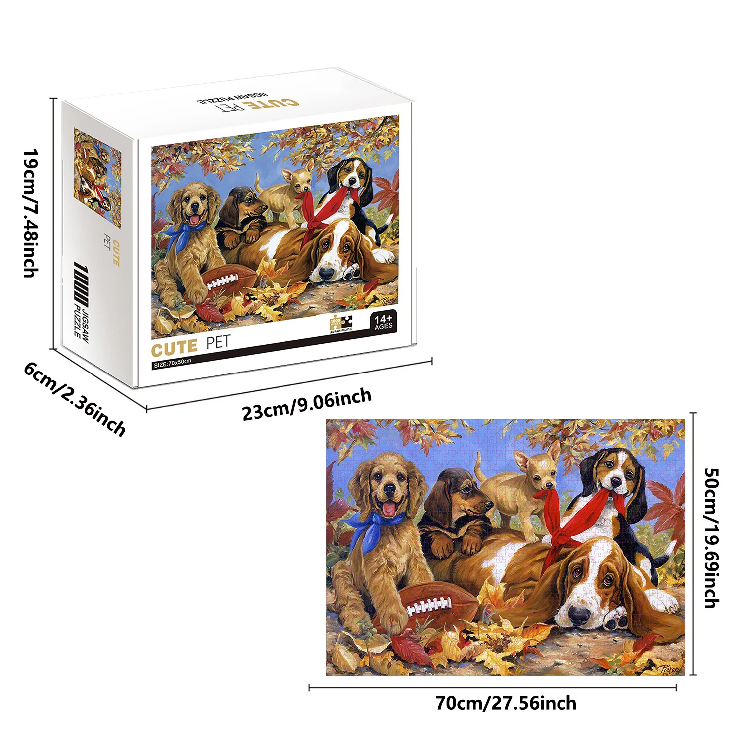1000 Piece Puzzle For Adults – Lovely Dogs Image, 70x50cm, Educational Challenge Game