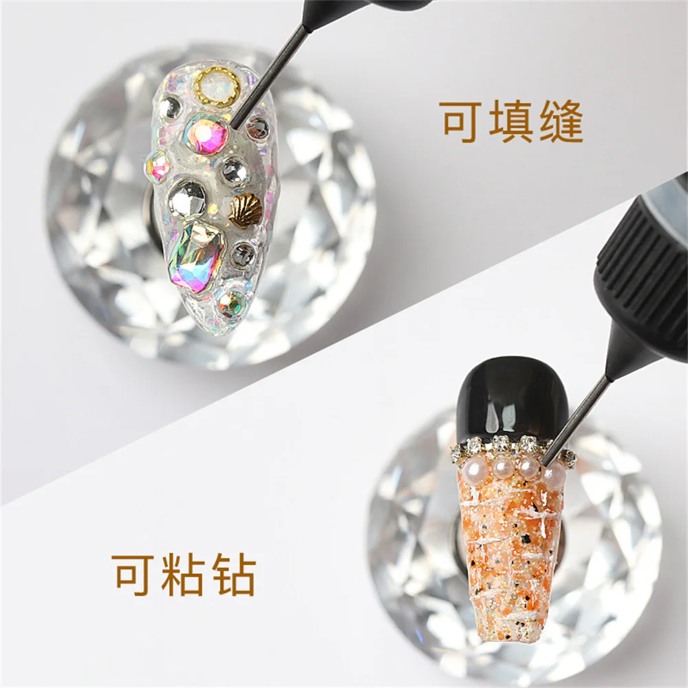 10ml Nail Tips Glue Gel Sticky Nail Glue Pinhole Head Rhinestone Hemming Caulking Stone Gel Paste Jewelry Gel