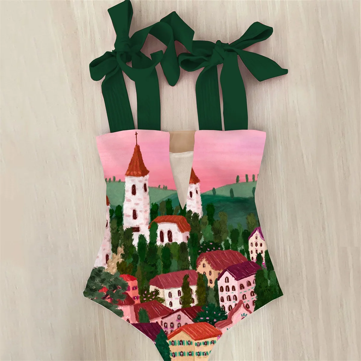 Sexy One Piece Swimsuit Shoulder Strappy Swimsuit Heart Print Swimwear Women Backless Bathing Suit Beach Wear Monokini 2025 women sport swimsuits women swim dresses women bodysuits