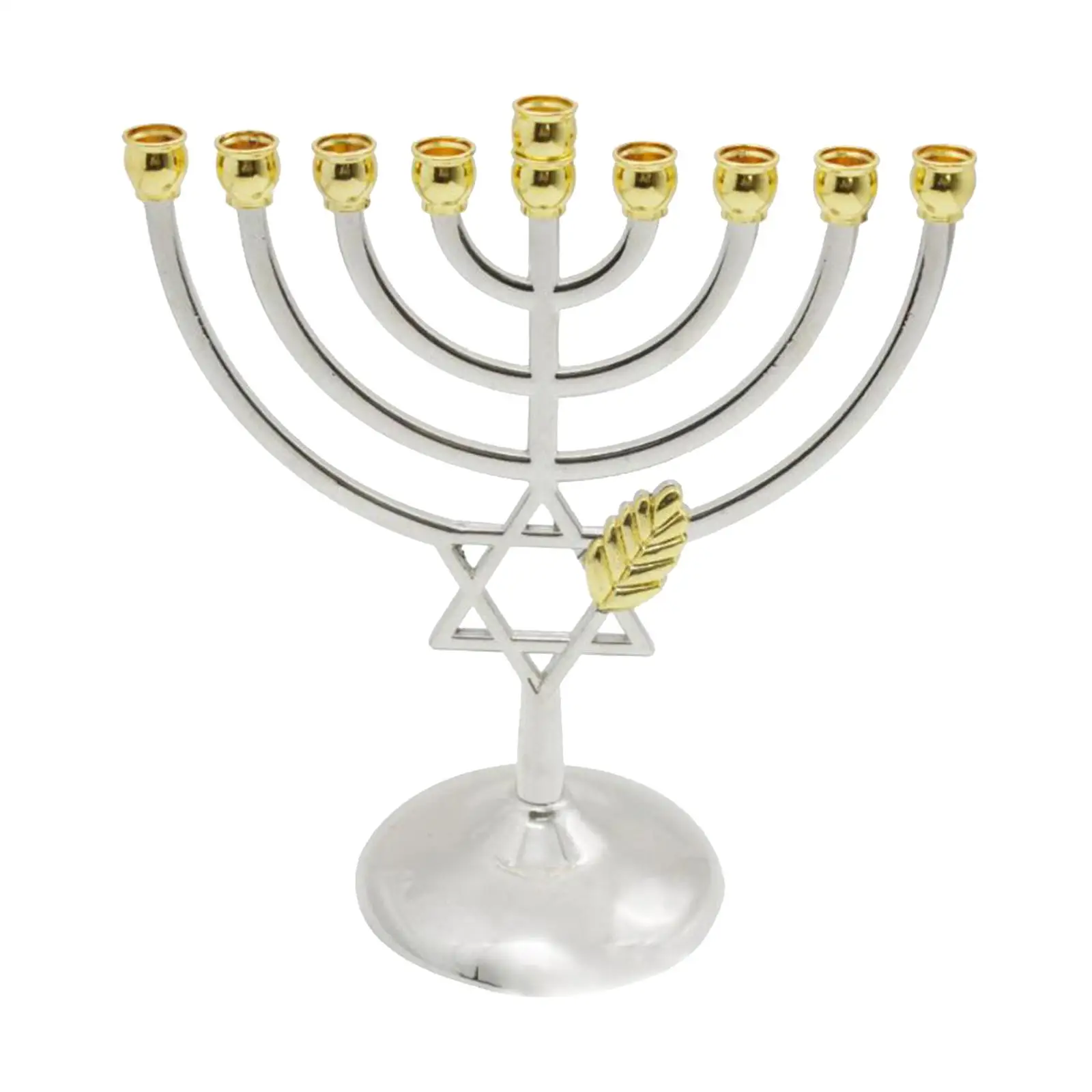 Metal Hanukkah Candleholder Geometric Hanukkah Decorative 9 Branch Menorah Candlestick for Standard Hanukkah Candles Hotel Home