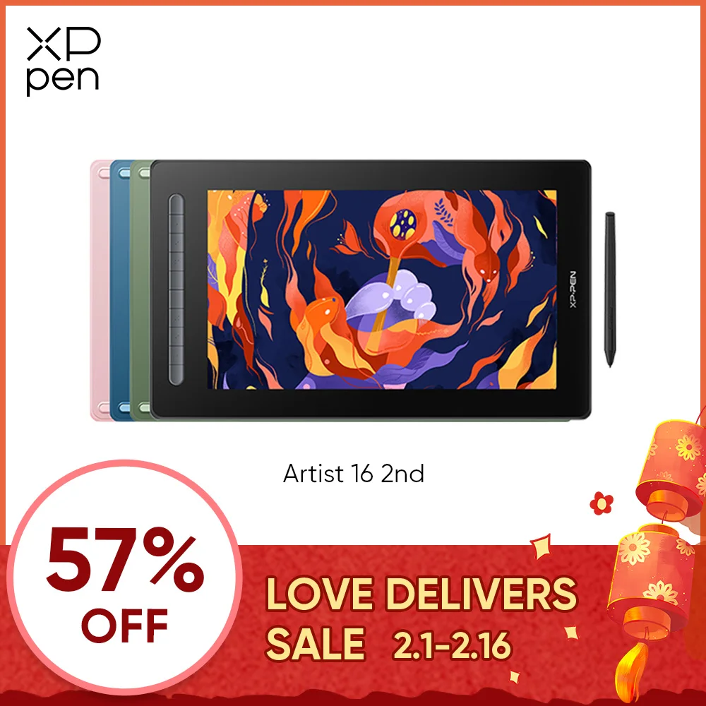 Xppen Artist 16 Tavoletta Grafica Monitor Penna Da Disegno Display 127% Srgb X3-Powered Stilo 10 Tasti Supporto Inclinabile Windows Mac Android