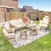7 Piece Boho Patio Furniture Sets with Egg Chair, Small Outdoor Bistro Chair Conversation Sofa Set w/Coffee Table & Ice Bucket 1