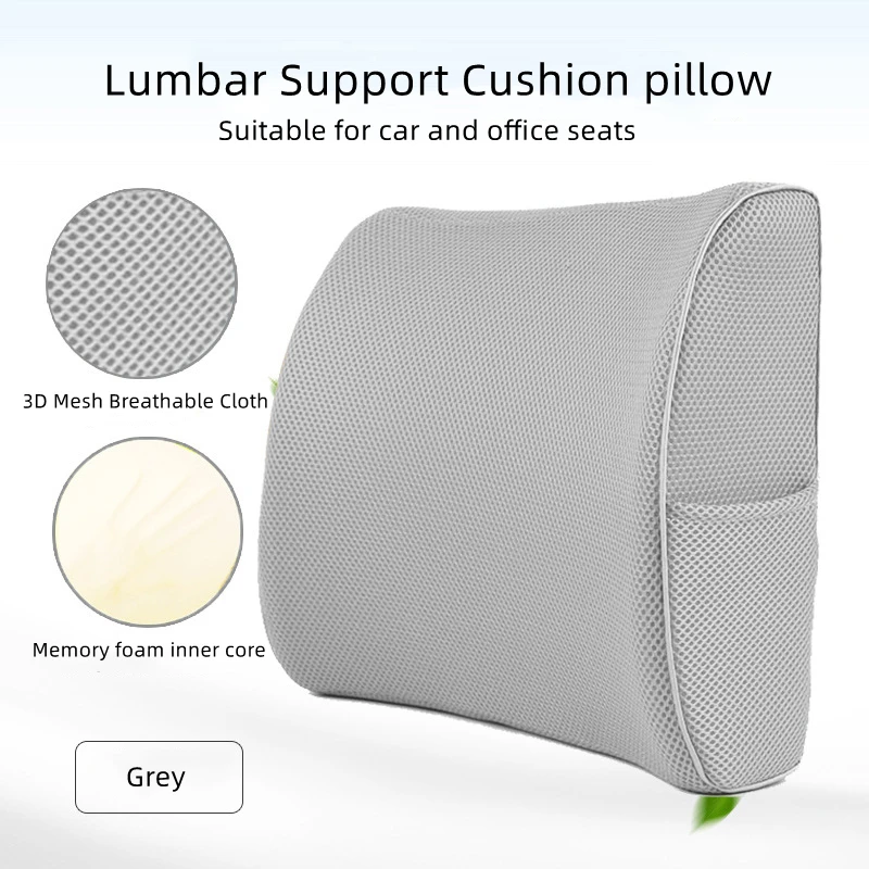 3D Car Lumbar Support Cushion Memory Foam Waist Pillow Soft Cozy Seat Back Cushion For Protect Lumbar Cushion Chair Sofa Office