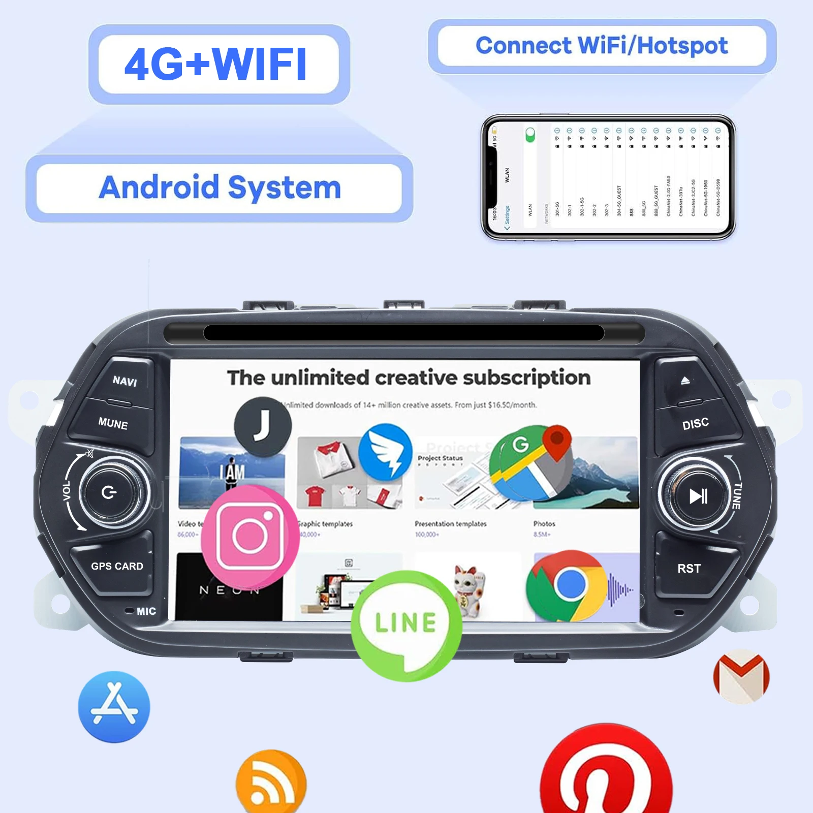Android Car Radio for FIAT TIPO EGEA 2015-2017 Multimedia Player Supports CarPla