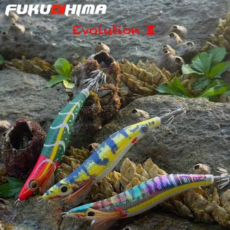 FUKUSHIMA Ink III Generation Laser New Long-cast Luminous Sound Bead Wooden Shrimp Squid Hook Shore Boat Fishing
