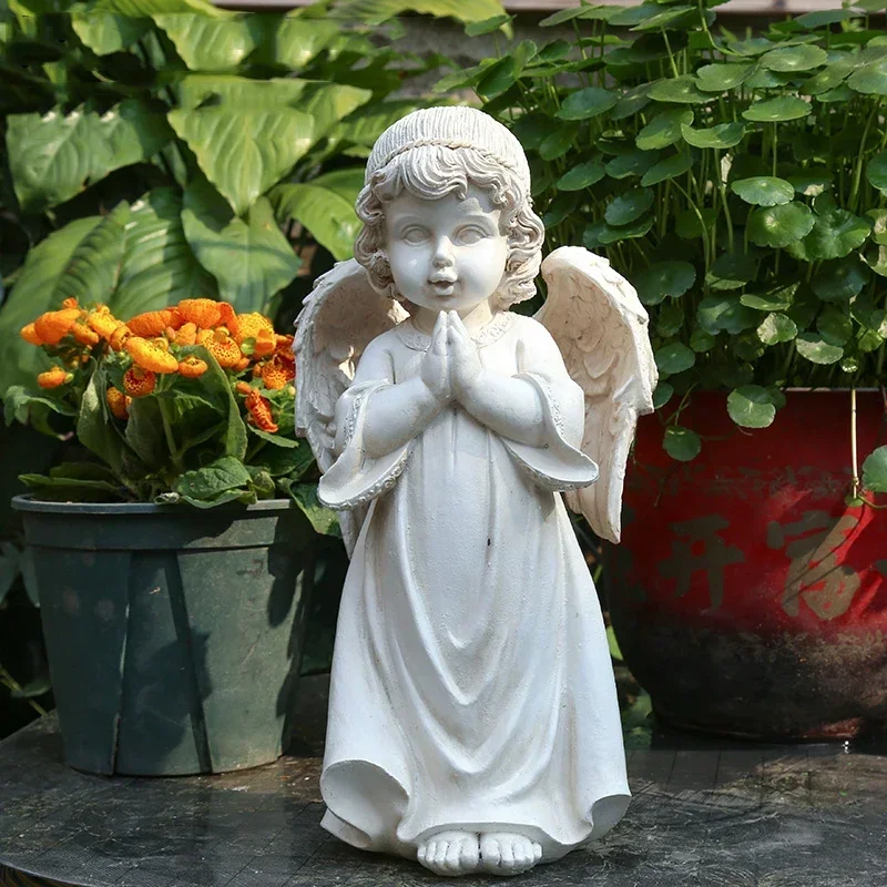 

Pastoral Resin Figure Angel Ornaments Artwork Courtyard Park Furnishing Crafts Outdoor Garden Villa Balcony Figurines Decoration