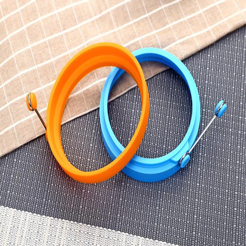 Omelette Maker Silicone Round Omelette Ring Handle Kitchen Tools Silicone Baking Cake Mold Round Omelette Maker Household Cake Mold