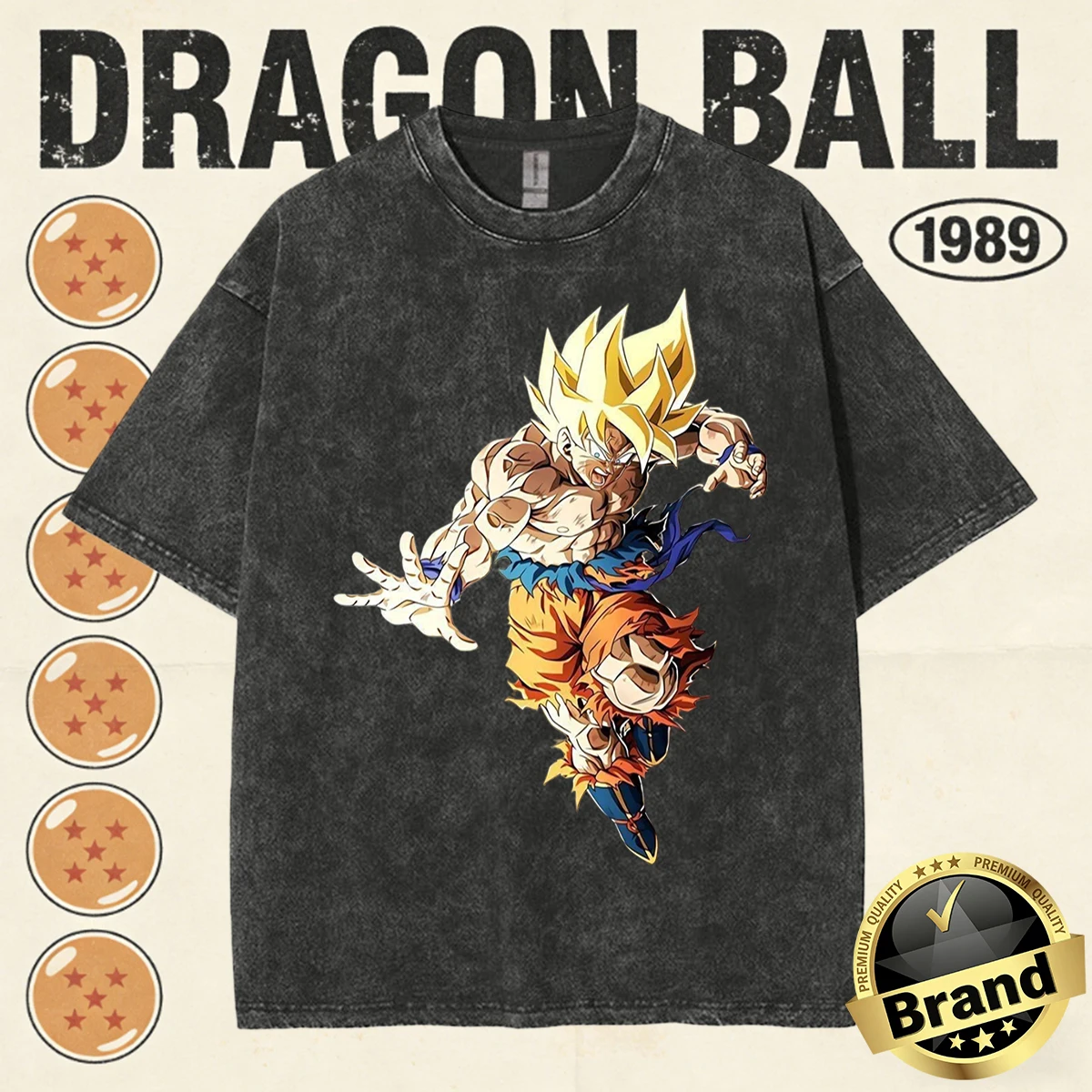 2026 Sommer Dragon Ball Familien-Matching Vintage T-Shirt Herren 100% Baumwolle Gewaschen Hochwertig Nostalgischer Druck Schwergewichtige Retro-Oberteile – Detail 9