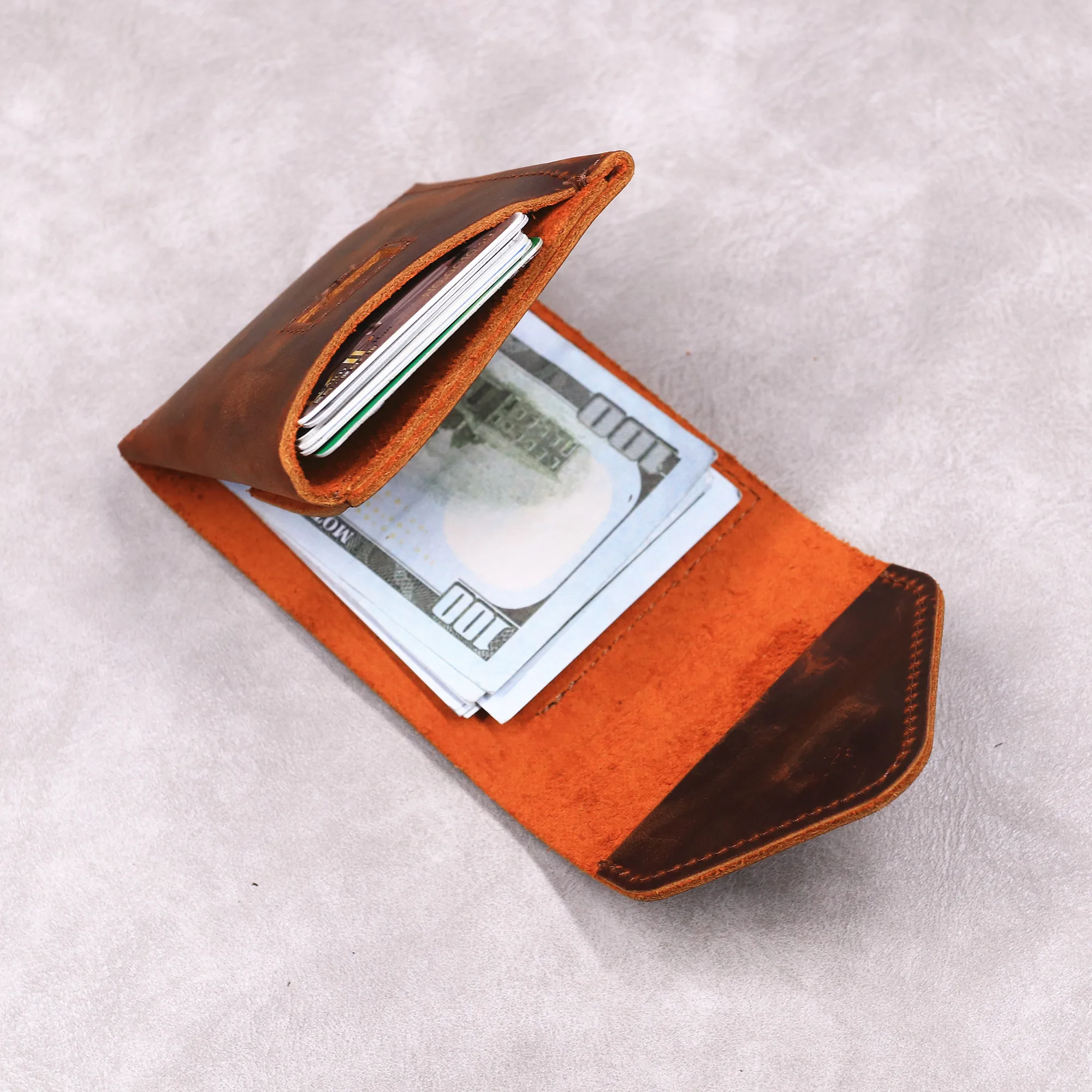 (Fit For Euro) Echtleder-Geldbörse für Herren, Vintage-Rindsleder, schlanke Herren-Geldbörse, Kartenhalter mit Klappe und Magnetverschluss – Detail 19