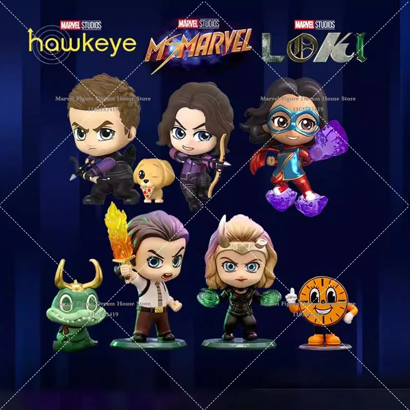 

Original Hot Toys COSBABY Marvel Loki Sylvie Ms. Marvel Hawkeye Mini Action Figure Model Toys for Christmas Gifts