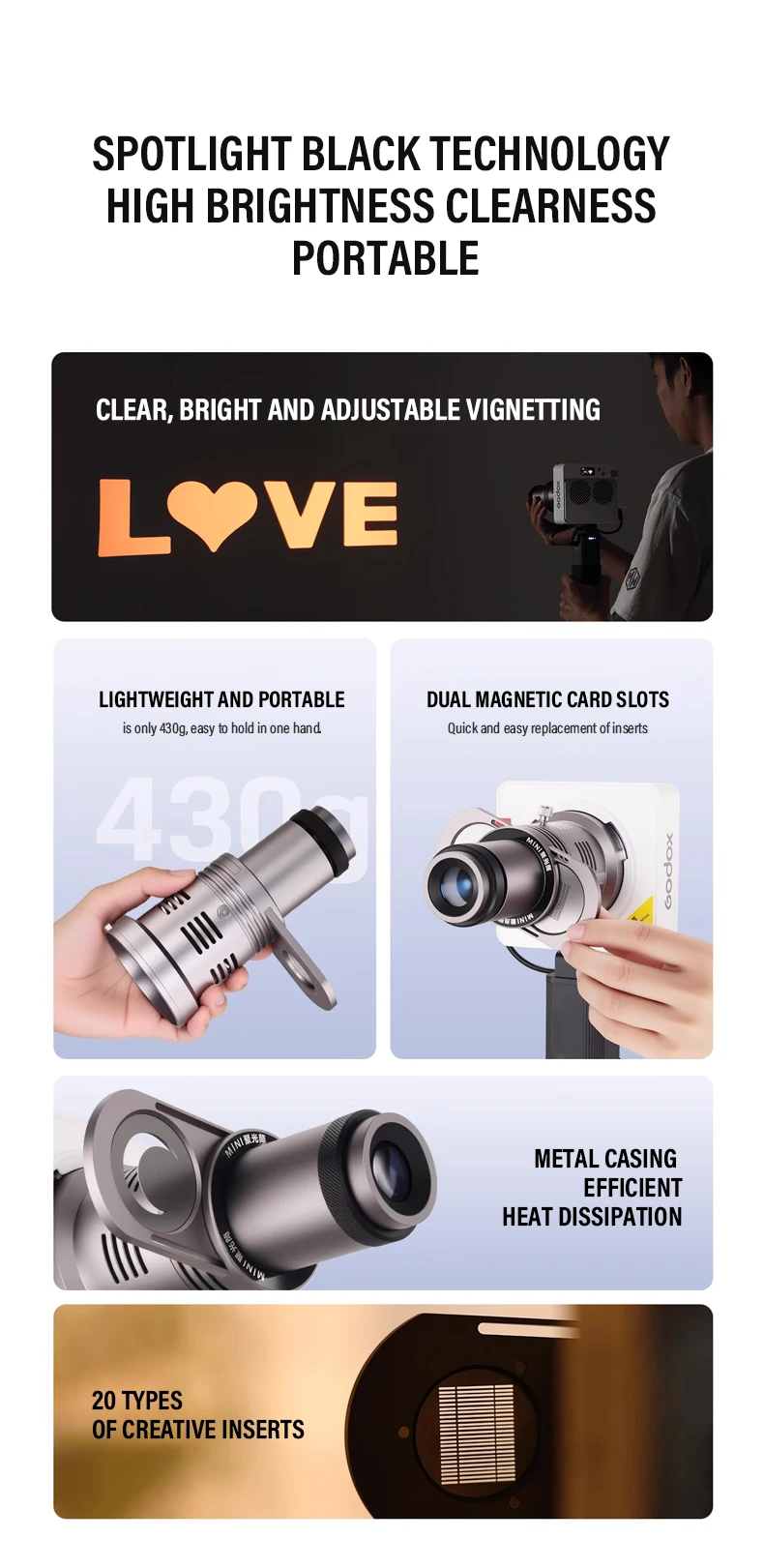 New Bowens Mount Flash Spotlight Focusing Projection Photography Kit For Godox M