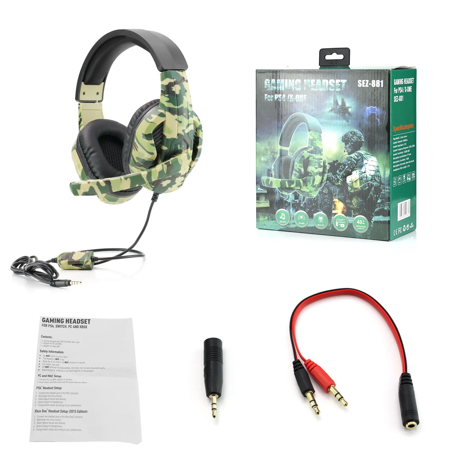 Camo Xbox Box One Headset Camo Xbox Headphones For Skype PS4 PS5