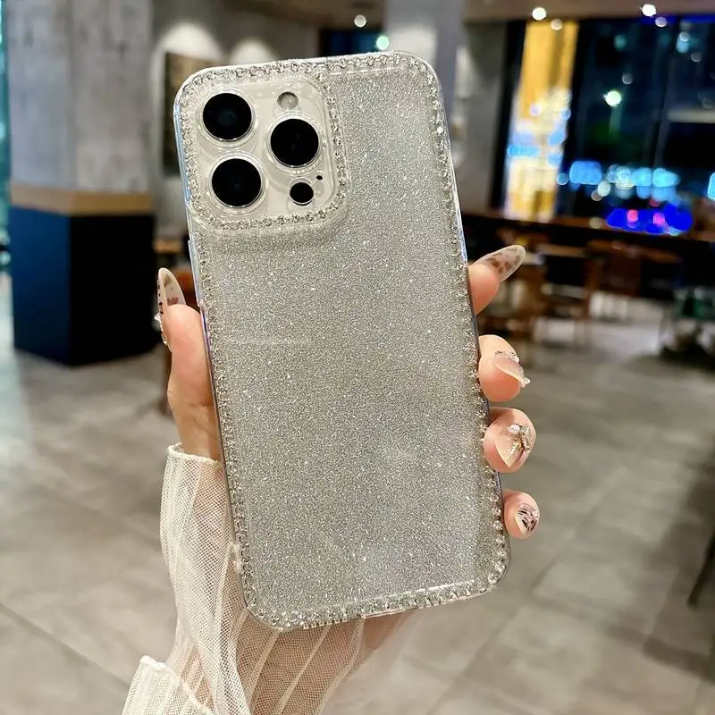 Gradient Glitter Bling Diamond Clear Soft Phone Case
