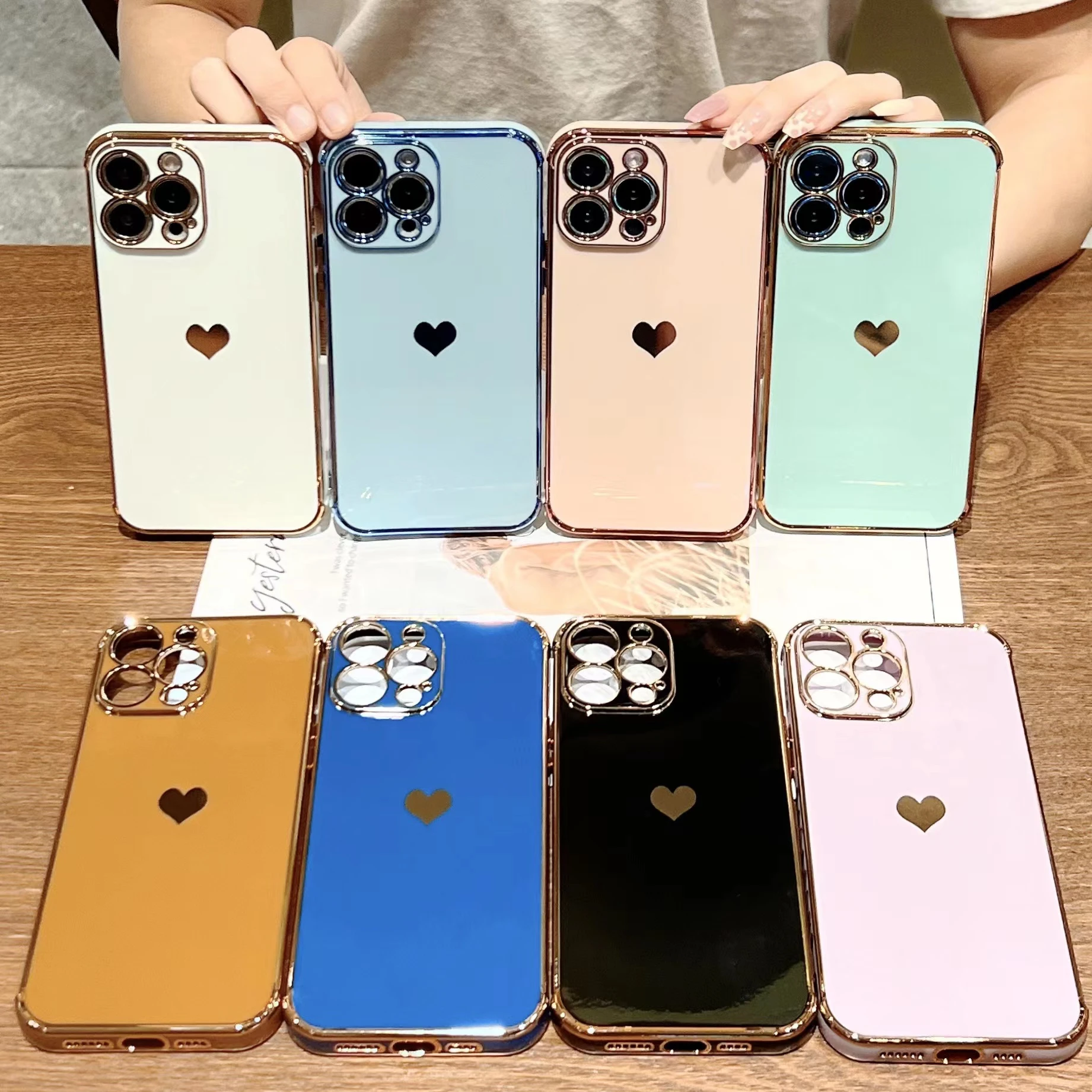 iphone 12 mini lifeproof case Luxury Plating Phone Case For iPhone 13 Pro Max 12 For iPhone 11 Case XR XS Max 8 Plus SE Soft Love Heart Silicone Cases Cover cool iphone 12 mini cases