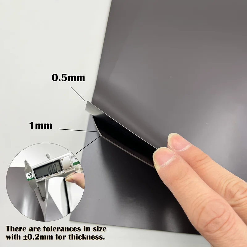 1.5/1.0/0.5mm A4 고무 부드러운 자석 시트 자체 접착 스티커 냉장고 용 마그네틱 매트 사진 그림 절단 다이 한쪽